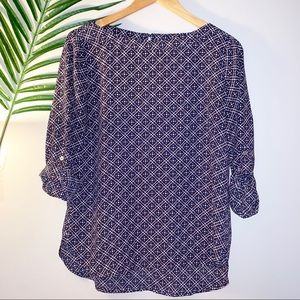 Loft Navy and pink pattern blouse